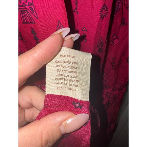 Spell & The Gypsy Phoenix Play Dress – Magenta – Boho Long Sleeve Mini – XS - Picture 5 of 8